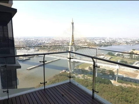 Condo for Rent The Pano, 110 sqm. 2 Bed 2 Bath, high floor, full view of the Chao Phraya River, Fully Furnished, Line ID: @ppagent
