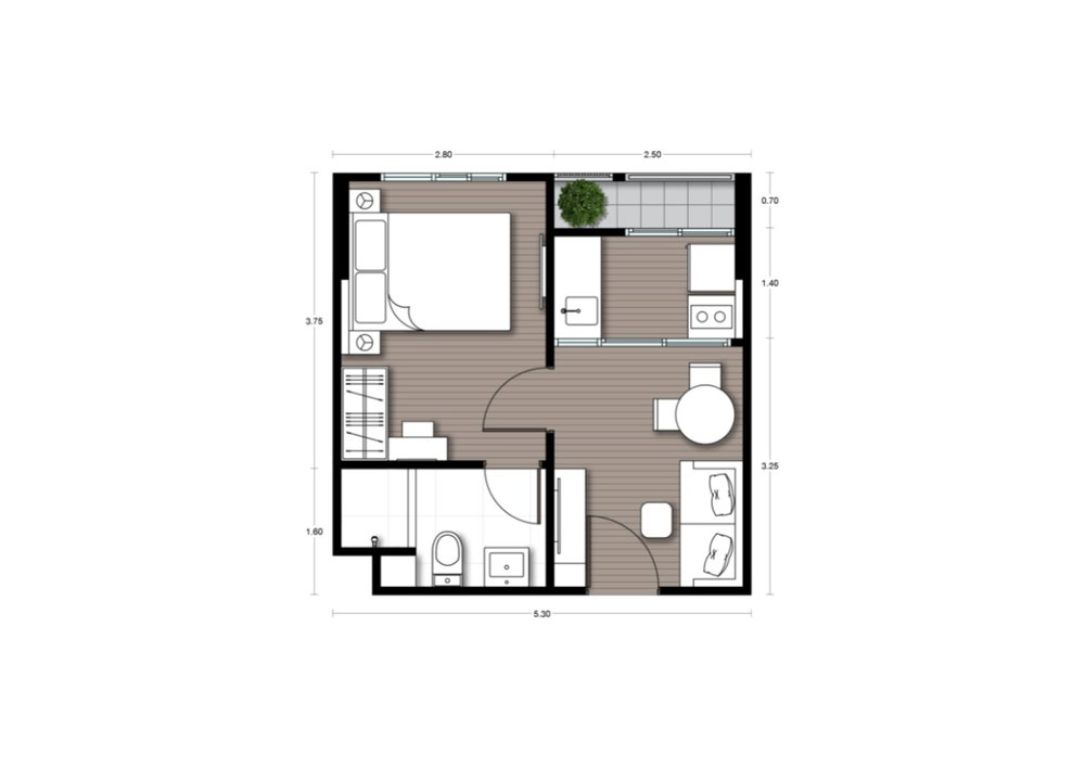 1 Bedroom floor plan