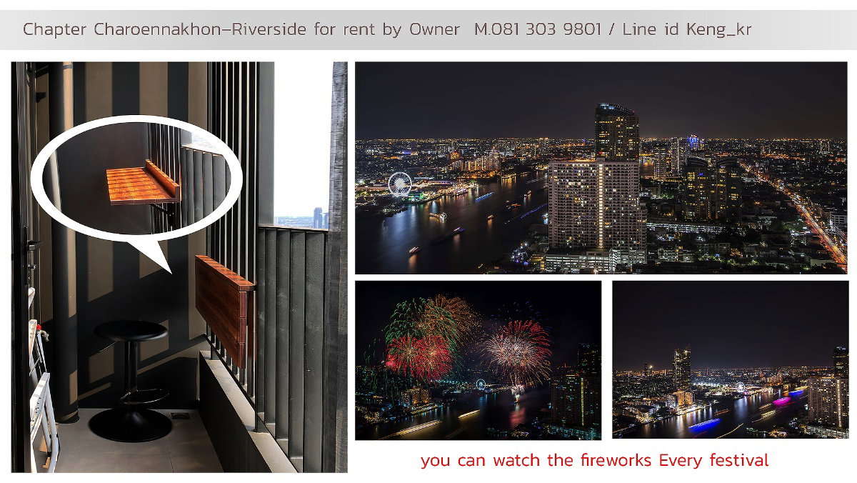 รูป FOR RENT / Owner’s post. @CHAPTER CHAROEN NAKORN RIVER SIDE ให้เช่า Chapter เจริญนคร ริเวอร์ไซด์ Studio type ชั้น 38 - รูปที่ 45/48