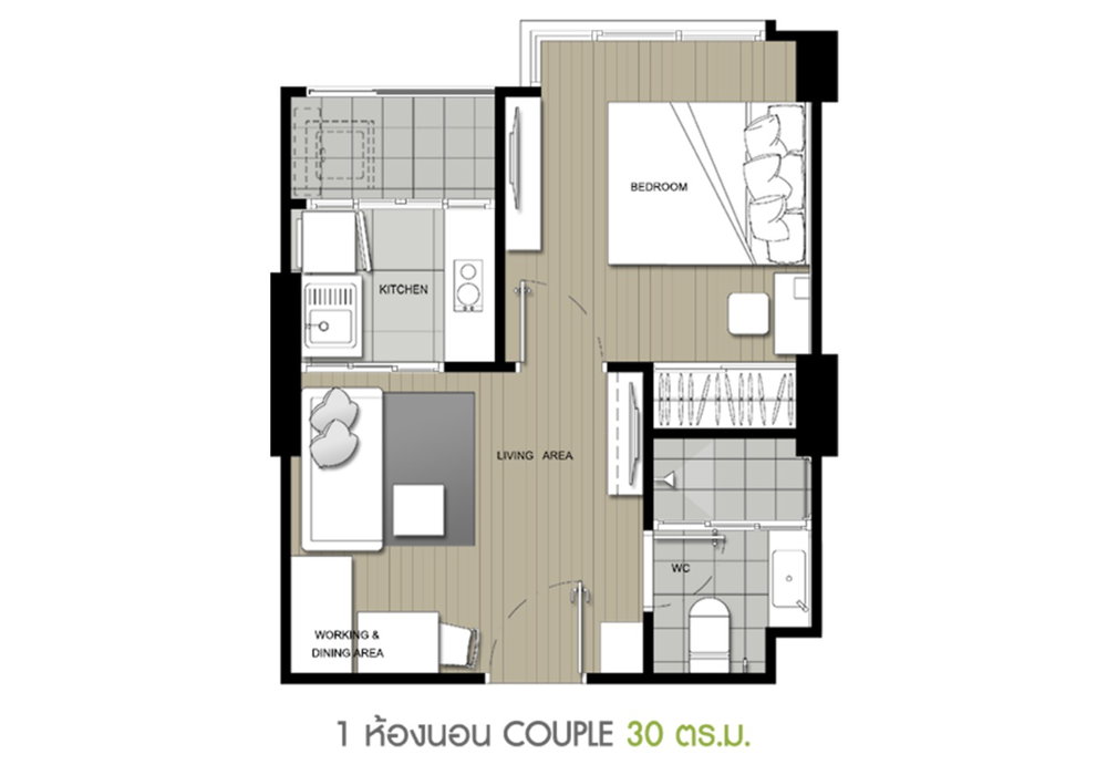 1 Bedroom floor plan