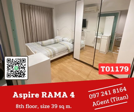🔥🔥Urgent Aspire RAMA 4 📌Spacious room, fully furnished, ready to move in. Like to be able to negotiate on site!!! (T01179)