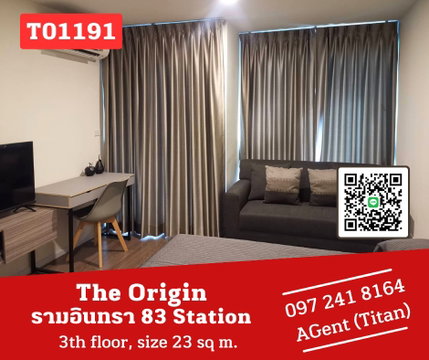 🎯ดิ ออริจิ้น รามอินทรา 83 สเตชั่น  ห้องว่างแล้วจ้าาา ห้องสวย เฟอร์ครบ ติดรถไฟฟ้า ราคาดีมาก พร้อมอยู่จ้าา (T01191)
