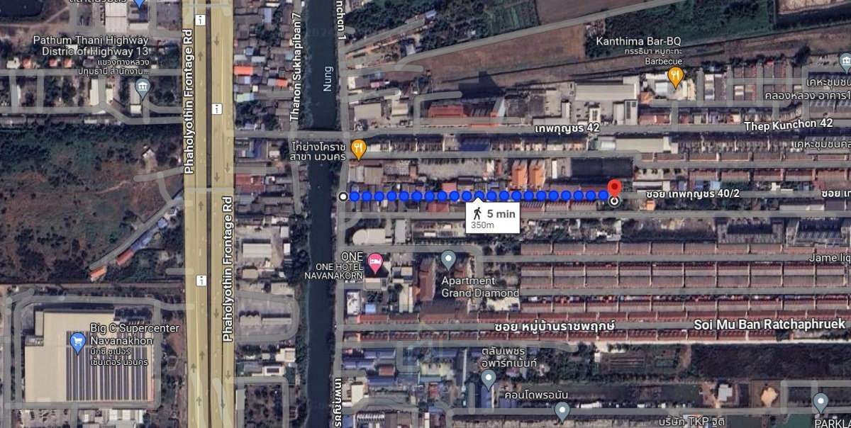 รูป ขาย ที่ดินเปล่า 204 ตร.วา ซ.เทพกุญชร 40/2 คลองหนึ่ง ปทุมธานี ถมแล้ว ตรงข้ามนวนคร - รูปที่ 5/5