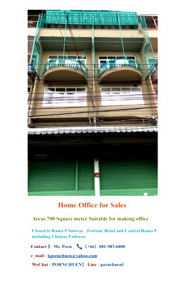 Shophouses for sale Department of Skill Development : Home Office for Sale Renovate 700 sq.m.  Near Chinese Embassy, MRT. Rama 9, Rama 9 Intersection. Near Fortune Town, Central Rama 9
