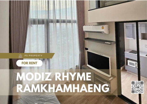 For rent âĻModiz Rhyme RamkhamhaengâĻCorner room, beautiful view, decorated, private, complete with furniture and electrical appliances.