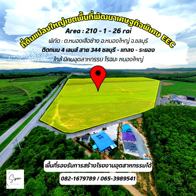 Land for sale Chonburi : Good location for sale, Nong Yai, Chonburi, next to main road 344, Chonburi-Rayong.