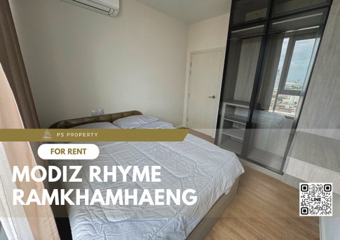For rent ✨ Modiz Rhyme Ramkhamhaeng ✨ complete furniture and electrical appliances, near MRT Ramkhamhaeng.