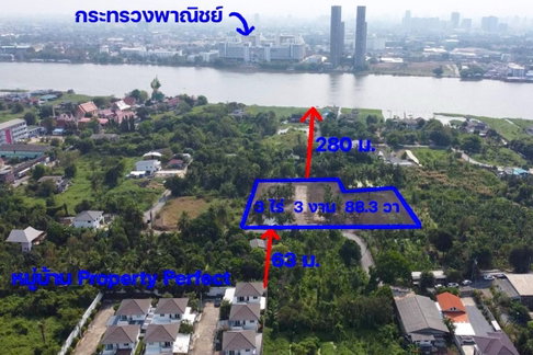 ขายที่ดิน ใกล้แม่น้ําเจ้าพระยา ซ.ไทรม้า 5 นนทบุรี ที่ถมแล้วเกือบ 4 ไร่ ใกล้รถไฟฟ้า ใกล้โครงการสะพานสนามบินน้ำตัดเชื่อมไปออกถนนราชพฤกษ์ในอนาคต