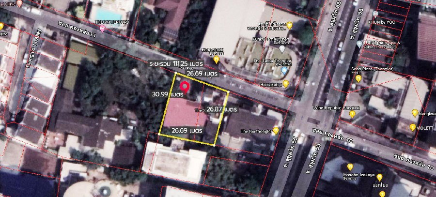 picture For sale, Sukhumvit Soi 55, Thonglor Soi 11, size 0-1-93 rai, only 20 meters from Thonglor main road, Khlong Tan Nuea, Watthana, Bangkok. - 4/9