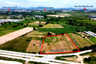Land for sale ปลวกแดง : Land for sale Rayong 7 rai ,on the road near Amata City Industrial Estate, Mabyangporn  Pluak Daeng  Rayong , Suitable for building a warehouse