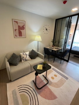 For rent  D Condo Well Sriracha, size 25.5 sq m., new condo next to Kasetsart University, Sriracha, near work areas, near Thaioil