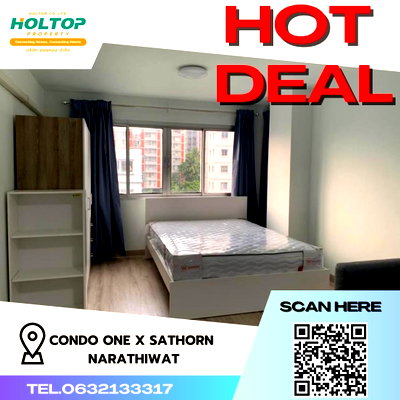 เช่าคอนโด ม.เทคโนโลยีราชมงคลกรุงเทพ : #R255 ให้เช่า Condo One X Sathorn Narathiwat  คอนโด วัน เอ็กซ์ สาทร นราธิวาส รูปแบบห้อง สตูดิโอ ขนาดห้อง 30 ตรม.