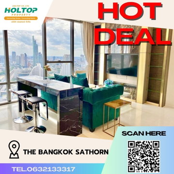 #S382 ให้เช่า The Bangkok Sathorn เดอะแบงค์ค็อก สาทร รูปแบบห้อง 1 ห้องนอน 1 ห้องน้ำ ชั้น36 ขนาด64.47ตรม
