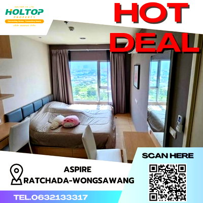 คอนโดให้เช่า : #S414 ให้เช่า Aspire Ratchada - Wongsawang  แอสปาย รัชดา-วงศ์สว่าง รูปแบบห้อง 2 ห้องนอน 1 ห้องน้ำ  ชั้น19 ขนาด45ตรม 
