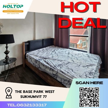 #R368 ให้เช่า THE BASE Park West - Sukhumvit 77   เดอะ เบส พาร์กเวสท์ สุขุม วิท 77  รูปแบบห้อง สตูดิโอ  ขนาด 26 ตรม. 