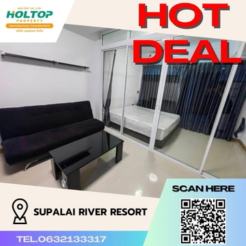 #S430 ให้เช่า Supalai River Resort  ศุภาลัย ริเวอร์ รีสอร์ท  รูปแบบห้อง 1 ห้องนอน 1 ห้องน้ำ  ชั้น7 ขนาด38 ตรม 