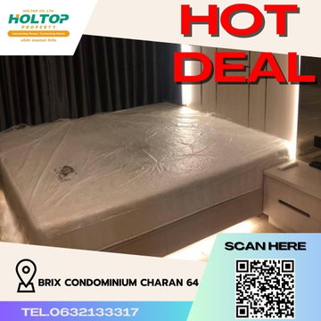 #R395 ให้เช่า Brix Condominium Charan 64   บริกซ์ คอนโดมิเนียม จรัญ 64 (ใกล้ MRT สถานีสิรินธร) รูปแบบห้อง 1 ห้องนอน 1 ห้องน้ำ ขนาดห้อง 34 ตรม.