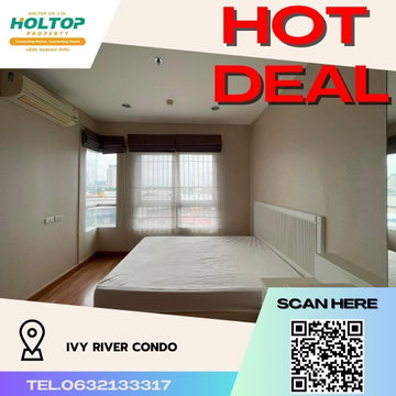 #R446 ให้เช่า IVY River Condo   ไอวี่ ริเวอร์ คอนโด รูปแบบห้อง 1 ห้องนอน 1 ห้องน้ำ 1 ห้องนั่งเล่น  ขนาดห้อง 35 ตรม. ตึก D ชั้น 8 