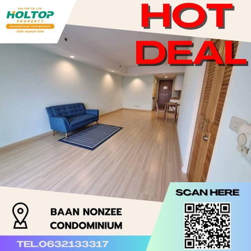 #S482 For rent Baan Nonzee Condominium  Baan Nonsee Condominium Room type 1 bedroom 1 bathroom 16th floor, size 58 sq m