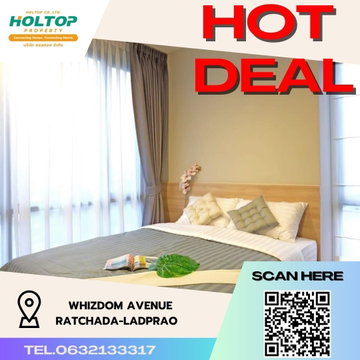 #R487 ให้เช่า Whizdom Avenue Ratchada-Ladprao   วิสซ์ดอม อเวนิว รัชดา-ลาดพร้าว รูปแบบห้อง 2 ห้องนอน 2 ห้องน้ำ ขนาดห้อง 54 ตรม.