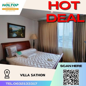 #S560 ให้เช่า Villa Sathon Condominium  วิลล่า สาทร คอนโดมิเนียม  รูปแบบห้อง 1 ห้องนอน 1 ห้องน้ำ  ชั้น11 ขนาด59ตรม