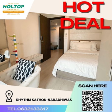 #R520 ให้เช่า Rhythm Sathon-Naradhiwas   ริทึ่ม สาทร – นราธิวาส รูปแบบห้อง 1 ห้องนอน 1 ห้องน้ำ 1 ห้องนั่งเล่น 1 ห้องครัว ขนาด 35.31 ตร.ม. ชั้น 17