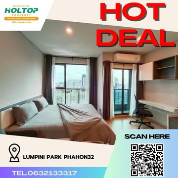 #R594 For rent Lumpini Park Phahon32   Lumpini Park Phahon 32 Room type Studio  Room size 28.69 sq.m.  27th floor 