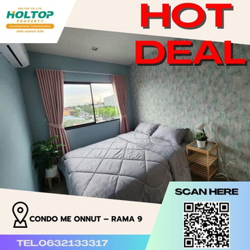 #R612 ให้เช่า Condo me Onnut – Rama 9 คอนโดมี อ่อนนุช - พระราม 9 ขนาดห้อง 2 ห้องนอน 1 ห้องน้ำ 1 ห้องรับแขก 1 ห้องครัว 1 ระเบียง ขนาดห้อง 35.44 ตรม.