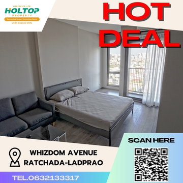 #S655 ให้เช่า Whizdom Avenue Ratchada-Ladprao  วิซดอม อเวนิว รัชดา-ลาดพร้าว  รูปแบบห้อง Studio  ชั้น15 ขนาด28.35ตรม 