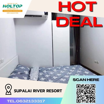 #S647 ให้เช่า Supalai River Resort  ศุภาลัย ริเวอร์ รีสอร์ท  รูปแบบห้อง 1 ห้องนอน 1 ห้องน้ำ  ชั้น30 ขนาด53ตรม