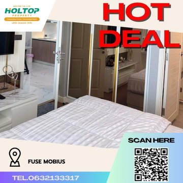 #R688 For rent Fuse Mobius   Fuse Mobius Ramkhamhaeng Room type 1 bedroom 1 bathroom 1 living room  Room size 38 sq m. 19th floor