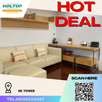 #R841 For rent NS TOWER NS Tower Central Bangna Room type 2 bedrooms, 2 bathrooms, 1 kitchen, 1 living room Room size 128 sq m. 6th floor