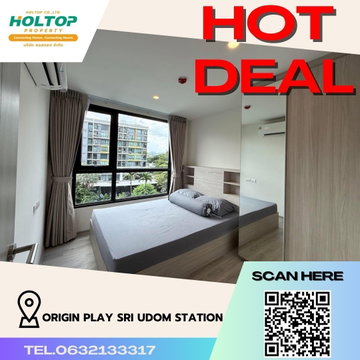 #R892 For rent Origin Play Sri Udom Station Room type 1 bedroom 1 small room 1 bathroom  4th floor, Building D Room size 33 sq m 