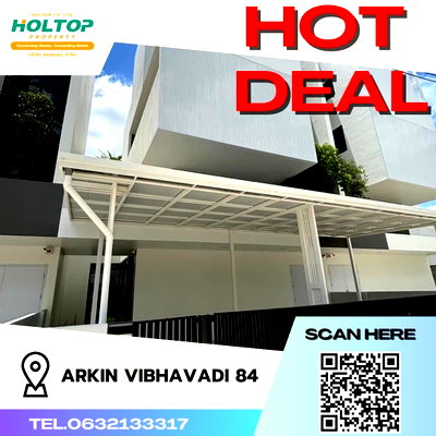 Twin houses for rent Don Mueang Airport :  #S929 House for rent ARKIN Vibhavadi 84  3.5-storey twin house  House number 35/31 3 bedrooms, 4 bathrooms  Land area 38.2 square wah