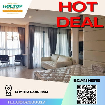 #R939 ให้เช่า Rhythm Rang Nam   ริธึ่ม รางน้ำ รูปแบบห้อง สตูดิโอ ขนาดห้อง 28 ตรม  ชั้น 16