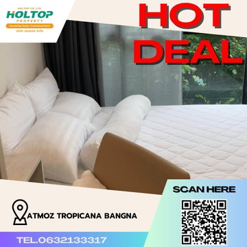 #R960 ให้เช่า Atmoz Tropicana Bangna   แอทโมซ ทรอปิคาน่า บางนา รูปแบบห้อง 1 ห้องนอน 1 ห้องน้ำ ขนาดห้อง 28 ตรม. ชั้น 2 