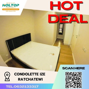 #S1063 ให้เช่า Condolette ize Ratchathewi  คอนโดเลท ไอซ์ ราชเทวี รูปแบบห้อง 1 ห้องนอน 1 ห้องน้ำ  ชั้น27 ขนาด31ตรม 