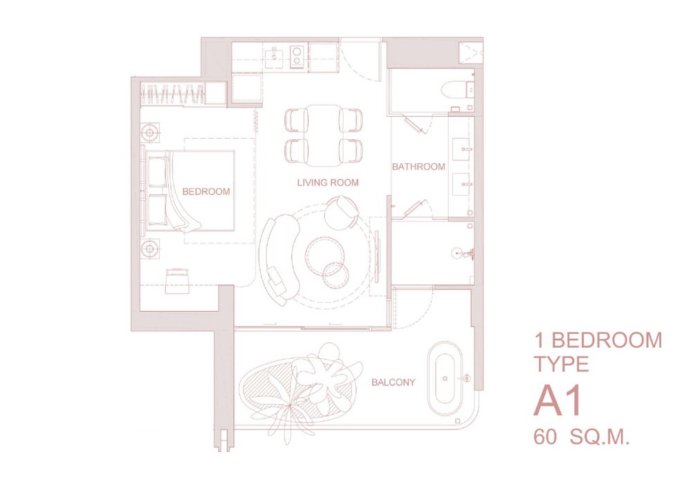 1 Bedroom floor plan