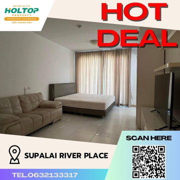 #S1121 ให้เช่า Supalai River Place  ศุภาลัย ริเวอร์เพลส  รูปแบบห้อง Studio  ชั้น34 ขนาด39ตรม 