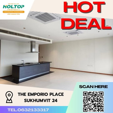 #S1330 For rent The Emporio Place Sukhumvit24  The Emporio Place Sukhumvit24 Room type 4 bedrooms 5 bathrooms 24th floor, size 161 sq m, Building B