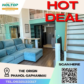 #S1651 ให้เช่า The Origin Phahol-Saphanmai ดิ ออริจิ้น พหล-สะพานใหม่ รูปแบบห้อง Duplex 1 ห้องนอน 1 ห้องน้ำ ชั้น14 ขนาด41ตรม