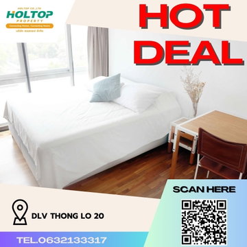 #R1668 For rent DLV Thong Lo 20 Duplex room type 2 bedrooms 2 bathrooms Room size 110 sq m. 8th floor