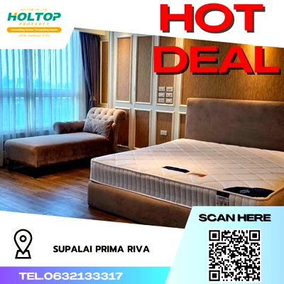 คอนโดให้เช่า : #R1762 ให้เช่า Supalai Prima Riva   ศุภาลัย พรีมา ริวา รูปแบบห้อง สตูดิโอ ขนาดห้อง 65 ตรม. ชั้น 34