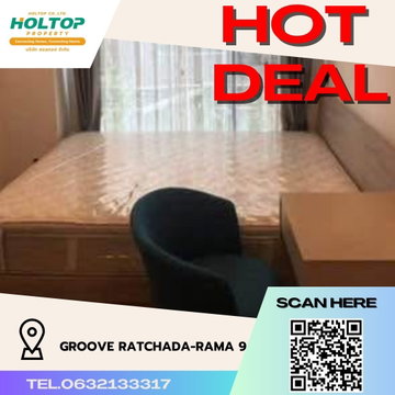 #R1771 For rent Groove Ratchada-Rama 9   Room type 1 bedroom 1 bathroom  Room size 24 sq m. 2nd floor