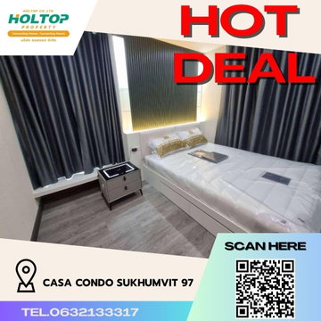 #R1812 ให้เช่า Casa Condo Sukhumvit 97  คาซ่า คอนโด สุขุมวิท 97 รูปแบบห้อง 1 ห้องนอน 1 ห้องน้ำ  ขนาดห้อง 35.22 ตรม. ชั้น 3