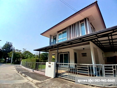 ขายบ้านเดี่ยว : บ้านเดี่ยว Habitia Shine หลังมุม 74 ตรว. พท.ใช้สอยเยอะ บริเวณรอบบ้านกว้างขว้าง