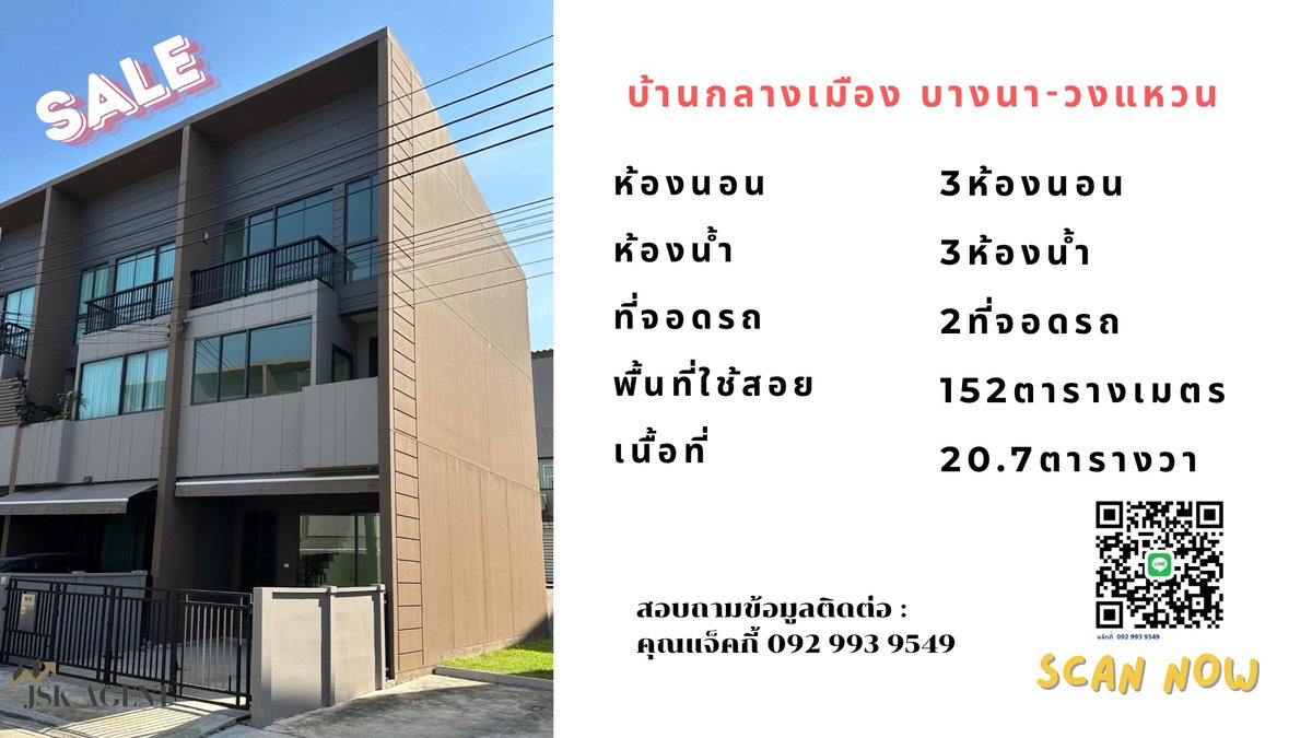 รูป ขายด่วน ทาวน์โฮมหรู 3 ชั้น ! 🏡🌟  บ้านใหม่ยังไม่เคยเข้าอยู่  หมู่บ้าน บ้านกลางเมือง บางนา-วงแหวน - รูปที่ 1/25