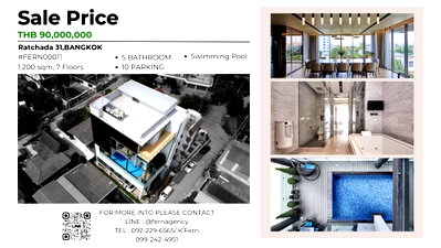 สำนักงาน รัชโยธิน : 🔥ขายอาคาร 7 ชั้น Luxury Office พร้อมลิฟต์+สระว่ายน้ำ รัชดา 31 แยก 2 ใกล้ MRT ลาดพร้าว