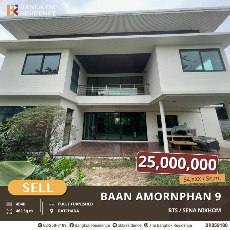 Houses for sale : Baan Amornphan 9, 2-Story Detached House, Prime Location, 4 Bedrooms, 4 Bathrooms near BTS Sena Nikhom