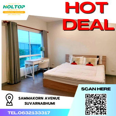 เช่าทาวน์โฮม ถนนกรุงเทพ-ชลบุรี มอเตอร์เวย์ : #R3704 ให้เช่าบ้าน Sammakorn Avenue Suvarnabhumi